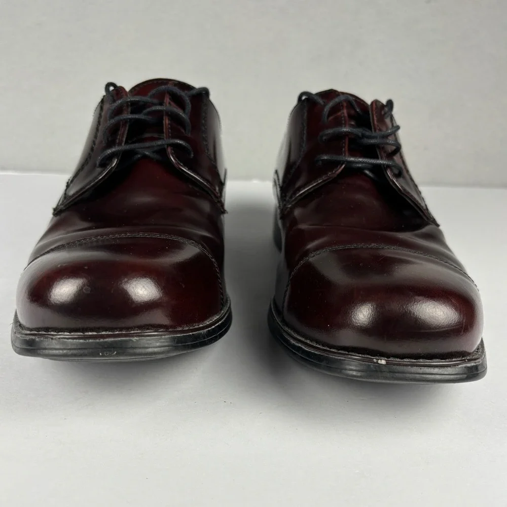 Johnston & Murphy Atchison Cap Toe Derby Dress Shoes 9.5M Burgundy Leather Mens
